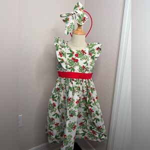 Eleanor Rose White and Red Floral Kids Dress